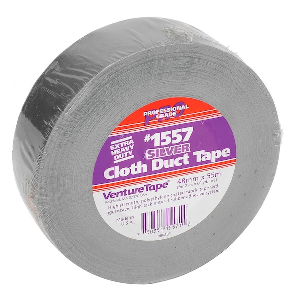 3M Venturetape 1557 Premium Cloth Duct Tape, 2 IN x 60 Yards, Silver 7100043944 - main